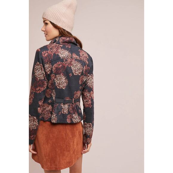 Marrakech Anthropologie Jacket Walsh Hydrangea Black Pink Cotton Full Zip Sz S - Picture 6 of 10